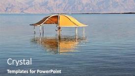  Presentation with solar water - PPT theme having solar-beach-on-the-dead background and a ocean colored foreground