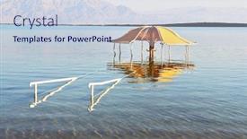  Presentation with solar water - Audience pleasing slide deck consisting of solar beach on the dead sea wonderful warm day in december the beach arbor is half flooded by the risen sea water backdrop and a lemonade colored foreground