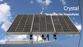  Presentation with solar cell - Presentation having solar cell panels background and a ocean colored foreground