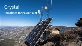  Presentation with solar - Beautiful PPT theme featuring solar-communication-towers-on-top backdrop and a ocean colored foreground