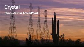  Presentation with arizona desert - Slide set with solar companies - desert sunset power electricity pylons background and a gray colored foreground