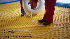  Presentation with modern - PPT theme featuring solar companies - grouo of workera installing underfloor background and a  colored foreground