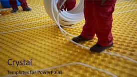  Presentation with modern - Presentation design featuring solar companies - grouo of workera installing underfloor background and a  colored foreground