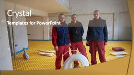  Presentation with modern - Amazing presentation design having solar companies - grouo of workera installing underfloor backdrop and a  colored foreground