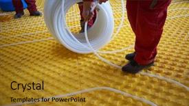  Presentation with modern - Beautiful slide deck featuring solar companies - grouo of workera installing underfloor backdrop and a  colored foreground