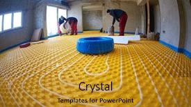  Presentation with beatles musical grouo - Beautiful presentation design featuring solar companies - grouo of workera installing underfloor backdrop and a gold colored foreground