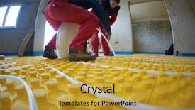  Presentation with beatles musical grouo - Audience pleasing presentation theme consisting of solar companies - grouo of workera installing underfloor backdrop and a gold colored foreground