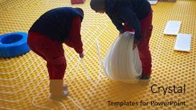  Presentation with group - Presentation design with solar companies - group of workera installing underfloor background and a gold colored foreground