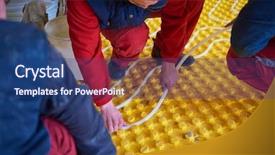  Presentation with small group working - Audience pleasing slide deck consisting of solar companies - group of workera installing underfloor backdrop and a  colored foreground