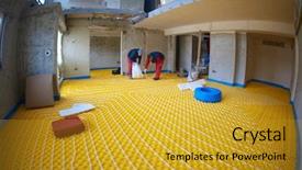  Presentation with group - Amazing presentation theme having solar companies - group of workera installing underfloor backdrop and a gold colored foreground