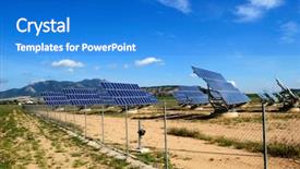 Presentation with photovoltaic - PPT theme featuring solar companies - photovoltaic plant in spain green background and a cobalt blue colored foreground