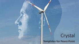  Presentation with green energy - PPT theme having solar concentrator - man and green energy concept background and a teal colored foreground