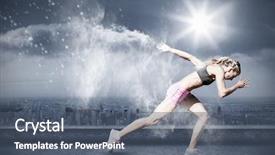  Presentation with pittsburgh city and sports - Colorful presentation theme enhanced with solar concentrator - sporty woman running backdrop and a ocean colored foreground