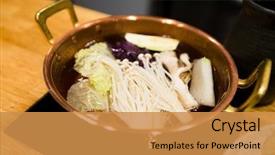  Presentation with japanese - Theme consisting of solar cooking - japanese sukiyaki background and a gold colored foreground