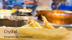  Presentation with japanese folk song sakuta - Slide deck with solar cooking - japanese tempura background and a gold colored foreground