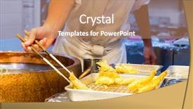  Presentation with cooking - Slide deck enhanced with solar eclipse - cooking of tempura background and a coral colored foreground