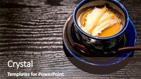  Presentation with abalone - Presentation design featuring solar eclipse - japanese steamed egg with butter background and a tawny brown colored foreground