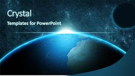  Presentation with deep blue - Presentation theme consisting of solar eclipse - planet earth over deep space background and a ocean colored foreground