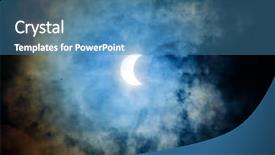  Presentation with eclipse - Beautiful slide deck featuring solar eclipse with dramatic clouds backdrop and a teal colored foreground