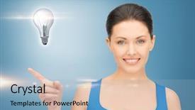  Presentation with light bulb - Theme featuring born leader - generation z word cloud concept background and a soft green colored foreground.