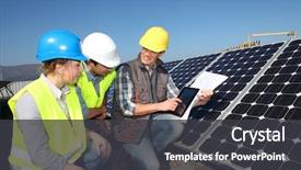  Presentation with professional training - Cool new presentation theme with solar energy - engineering professional with group backdrop and a dark gray colored foreground