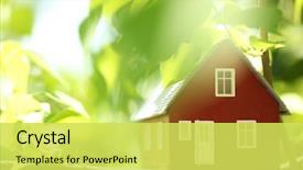  Presentation with solar trees - Cool new PPT theme with solar energy - house in the trees backdrop and a yellow colored foreground