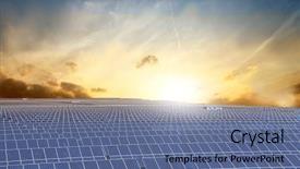  Presentation with photovoltaic - PPT theme with solar energy - photovoltaic installation with sunlight background and a ocean colored foreground