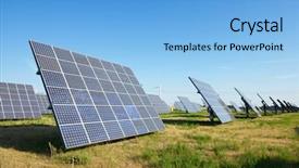  Presentation with renewable energy - PPT theme having solar energy - photovoltaic panels for renewable electric background and a light blue colored foreground