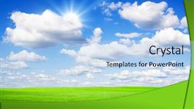  Presentation with sun energy - Theme featuring solar energy agriculture - beatiful morning field with bright background and a light blue colored foreground