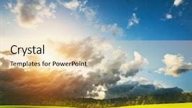  Presentation with green morning - Presentation theme having solar energy agriculture - beatiful morning green field background and a lemonade colored foreground