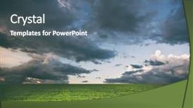  Presentation with green morning - Slides featuring solar energy agriculture - beatiful morning green field background and a ocean colored foreground