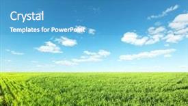  Presentation with green morning - Amazing presentation design having solar energy agriculture - beatiful morning green field backdrop and a teal colored foreground