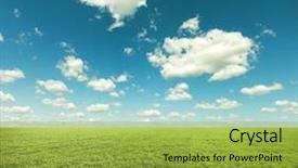  Presentation with green morning - Presentation theme consisting of solar energy agriculture - beatiful morning green field background and a yellow colored foreground