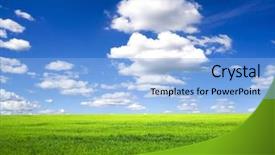  Presentation with green morning - Colorful theme enhanced with solar energy agriculture - beatiful morning green field backdrop and a light blue colored foreground