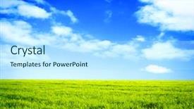  Presentation with green morning - Theme having solar energy agriculture - beatiful morning green field background and a sky blue colored foreground