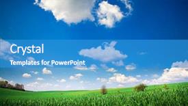  Presentation with green grass under the snow - Audience pleasing presentation consisting of solar energy agriculture - green grass under blue sky backdrop and a teal colored foreground