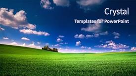  Presentation with green grass under the snow - Amazing PPT theme having solar energy agriculture - green grass under blue sky backdrop and a navy blue colored foreground