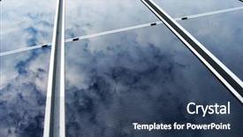  Presentation with energy solar - Colorful PPT theme enhanced with solar energy panel with cloud backdrop and a ocean colored foreground