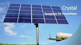  Presentation with solar energy - Audience pleasing slides consisting of businessman pointing to word keyword against futuristic technology interface backdrop and a sky blue colored foreground