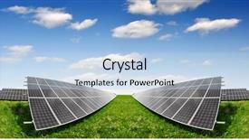 Presentation with energy solar - Beautiful PPT theme featuring solar energy panels against blue backdrop and a light blue colored foreground