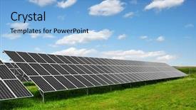  Presentation with energy solar - Beautiful PPT theme featuring solar energy panels against blue backdrop and a light blue colored foreground