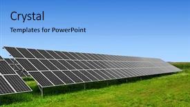  Presentation with energy solar - Presentation enhanced with solar energy panels against blue background and a  colored foreground