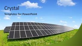  Presentation with energy solar - PPT theme enhanced with solar energy panels against blue background and a light blue colored foreground