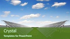  Presentation with solar panels - Presentation theme with solar energy panels against blue background and a tawny brown colored foreground