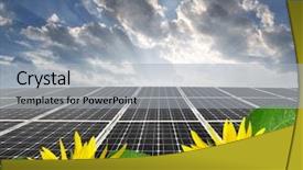  Presentation with energy solar - Theme enhanced with solar energy panels against sky background and a light gray colored foreground