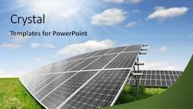 Presentation with energy solar - Beautiful slide set featuring solar energy panels against sunny backdrop and a light blue colored foreground