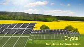  Presentation with energy solar - PPT theme consisting of solar energy panels against sunny background and a tawny brown colored foreground