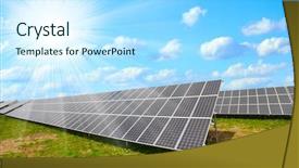  Presentation with solar panels - PPT theme featuring solar energy panels against sunny background and a arctic colored foreground