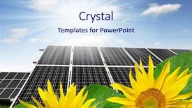  Presentation with solar panels - Cool new presentation theme with solar energy panels against sunny backdrop and a sky blue colored foreground