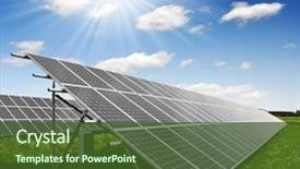  Presentation with energy solar - Beautiful PPT theme featuring solar energy panels against sunny backdrop and a tawny brown colored foreground